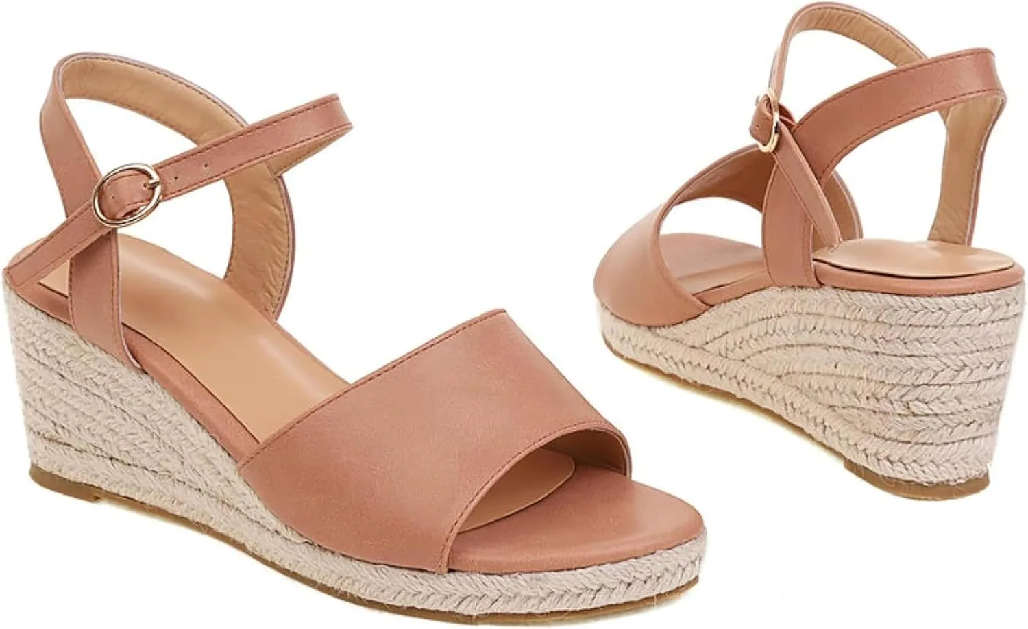 Women's Dress Platform Canvas Sandals Comfortable Open Toed Ankle Strap Low Slope Sandals