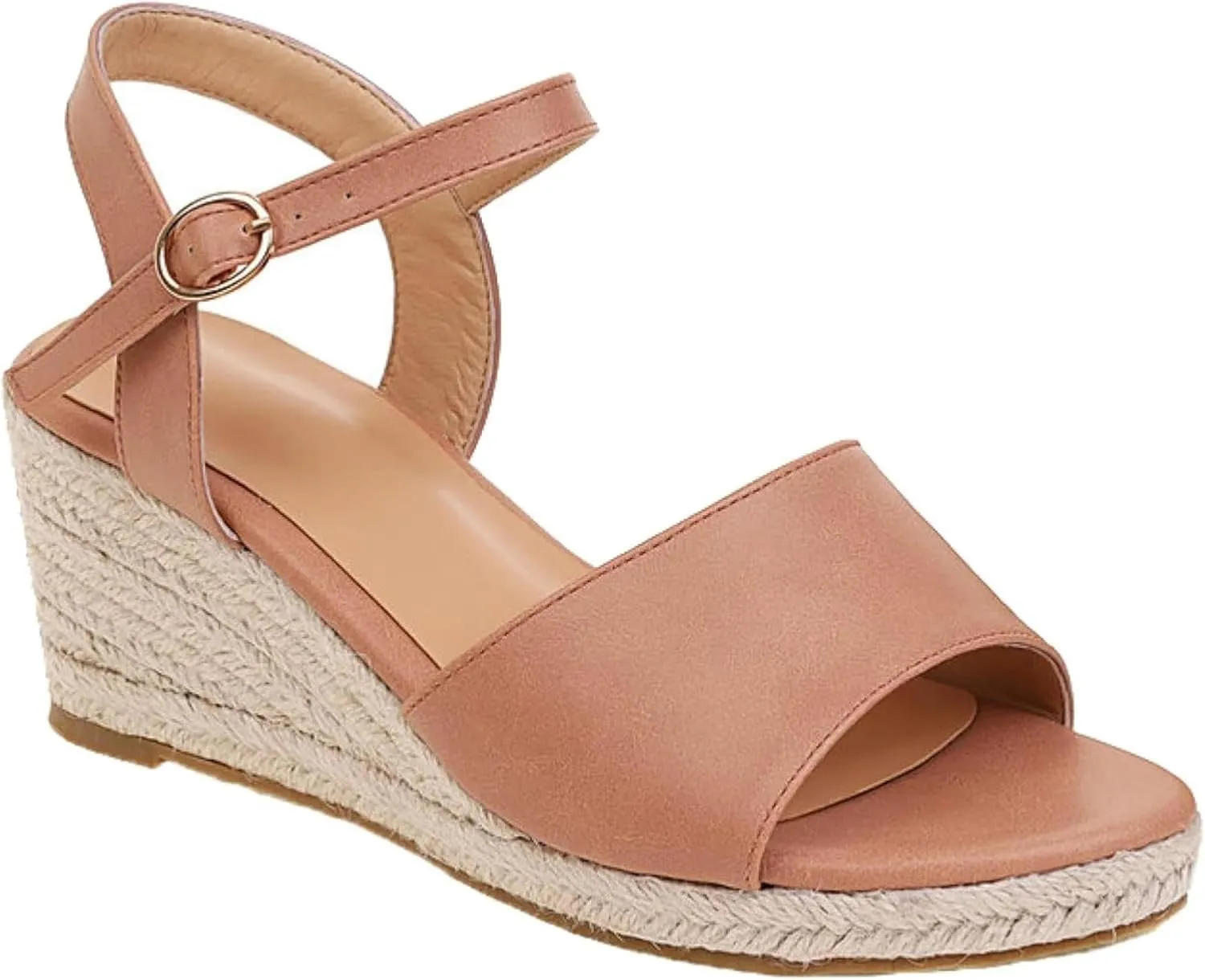 Women's Dress Platform Canvas Sandals Comfortable Open Toed Ankle Strap Low Slope Sandals