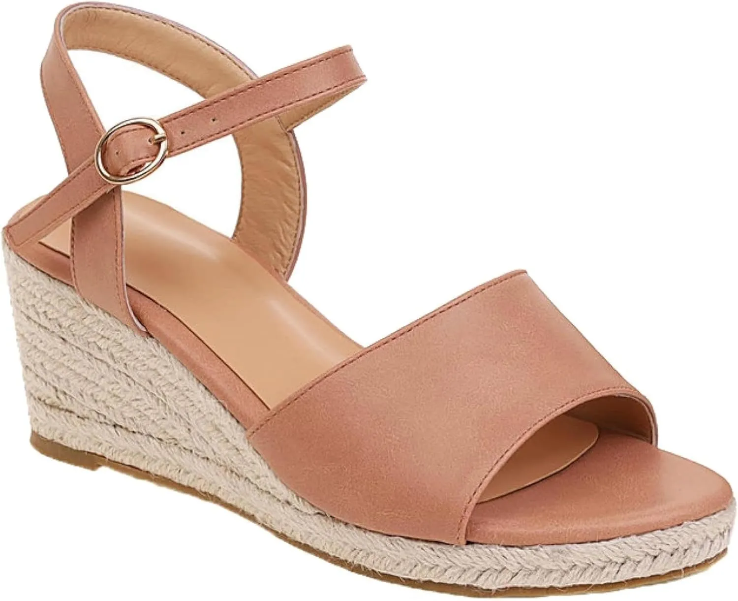 Women's Dress Platform Canvas Sandals Comfortable Open Toed Ankle Strap Low Slope Sandals