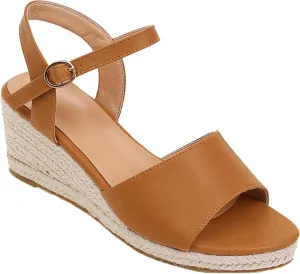 Women's Dress Platform Canvas Sandals Comfortable Open Toed Ankle Strap Low Slope Sandals