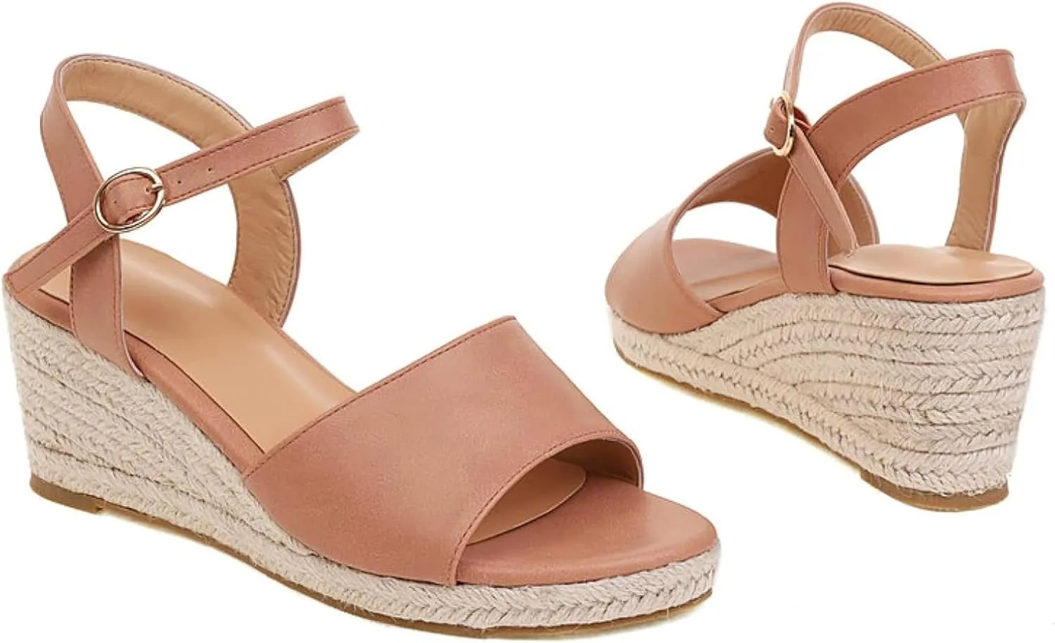 Women's Dress Platform Canvas Sandals Comfortable Open Toed Ankle Strap Low Slope Sandals