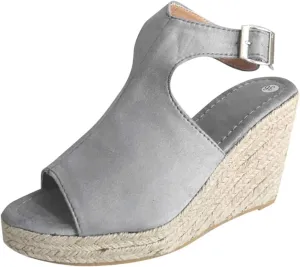 Women's Espadrille Wedge Sandals Open Toe Ankle Strap Buckle Platform Sandals High Heels Sandals Summer Dress Shoes