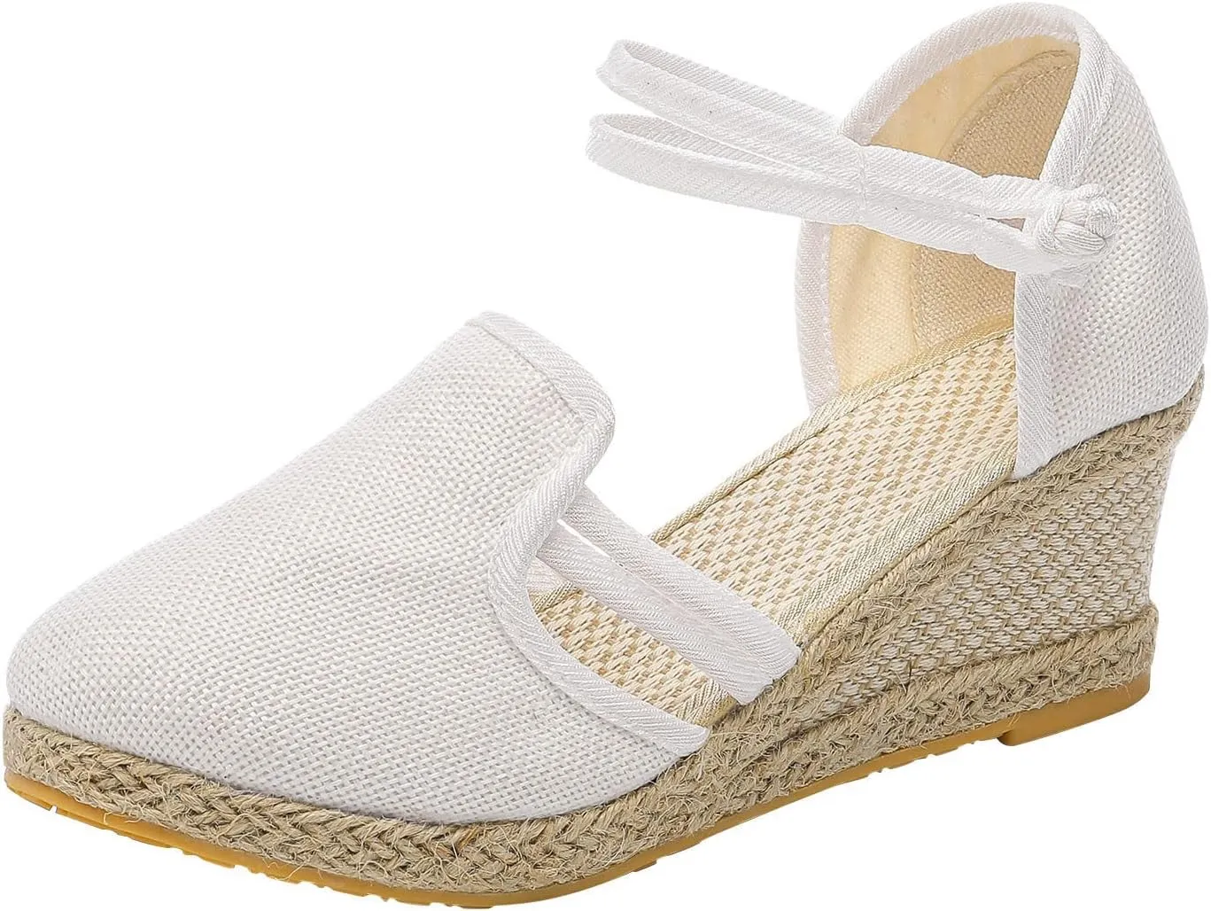 Women's Espadrilles Closed Toe Wedges Sandals for Women Dressy Summer Casual Ankle Strap Comfortable Low Heel Canvas Sandals for Outdoor Summer Beach