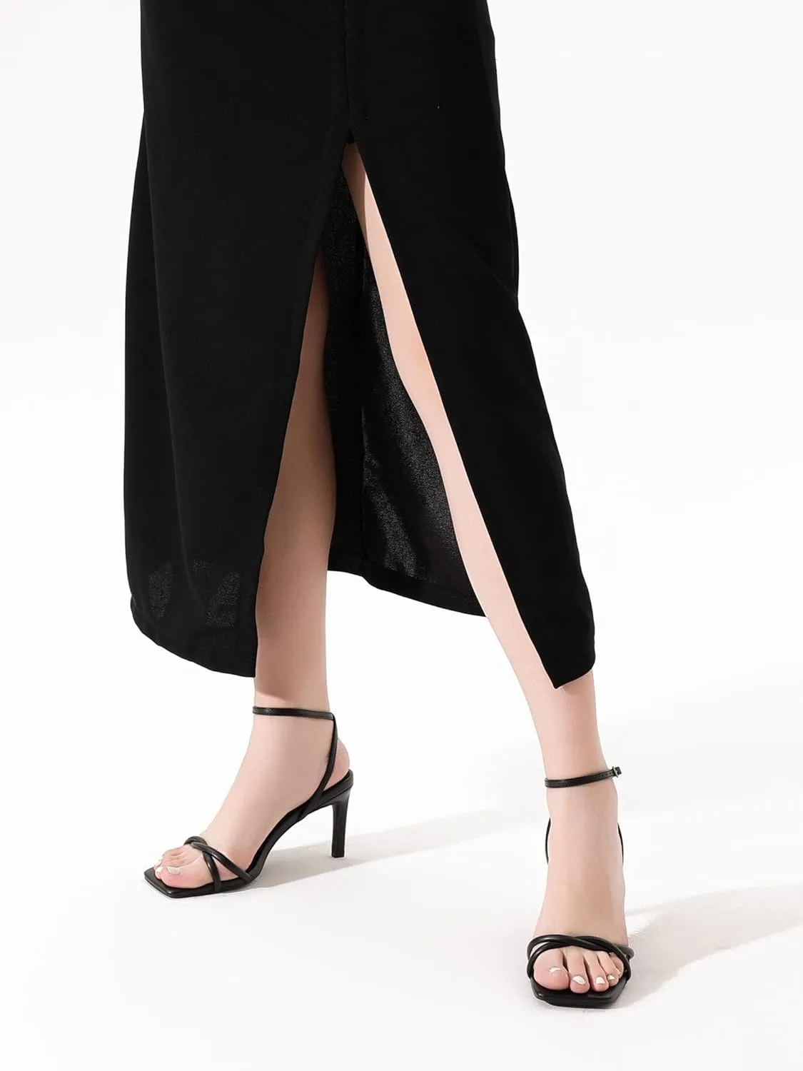 Womens Heeled Sandals Strappy Stilettos Square Open Toe Heels Ankle Strap Comfort Dress Wedding Party Shoes