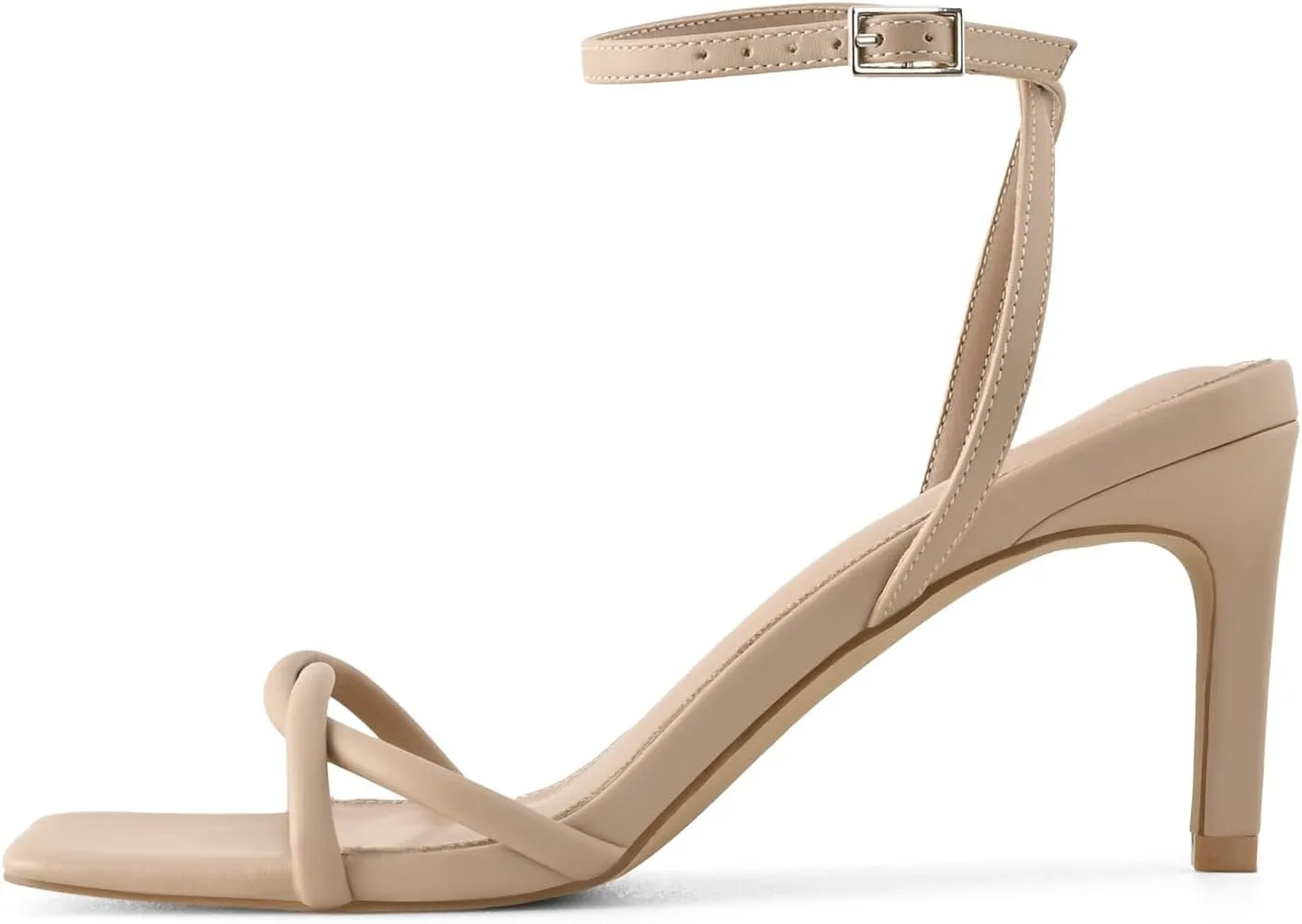 Womens Heeled Sandals Strappy Stilettos Square Open Toe Heels Ankle Strap Comfort Dress Wedding Party Shoes