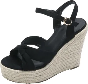 Women's High-heeled Wedge Sandals Cute Butterfly Dew Toe Summer Platform Dating Shoes Ankle Strap Party