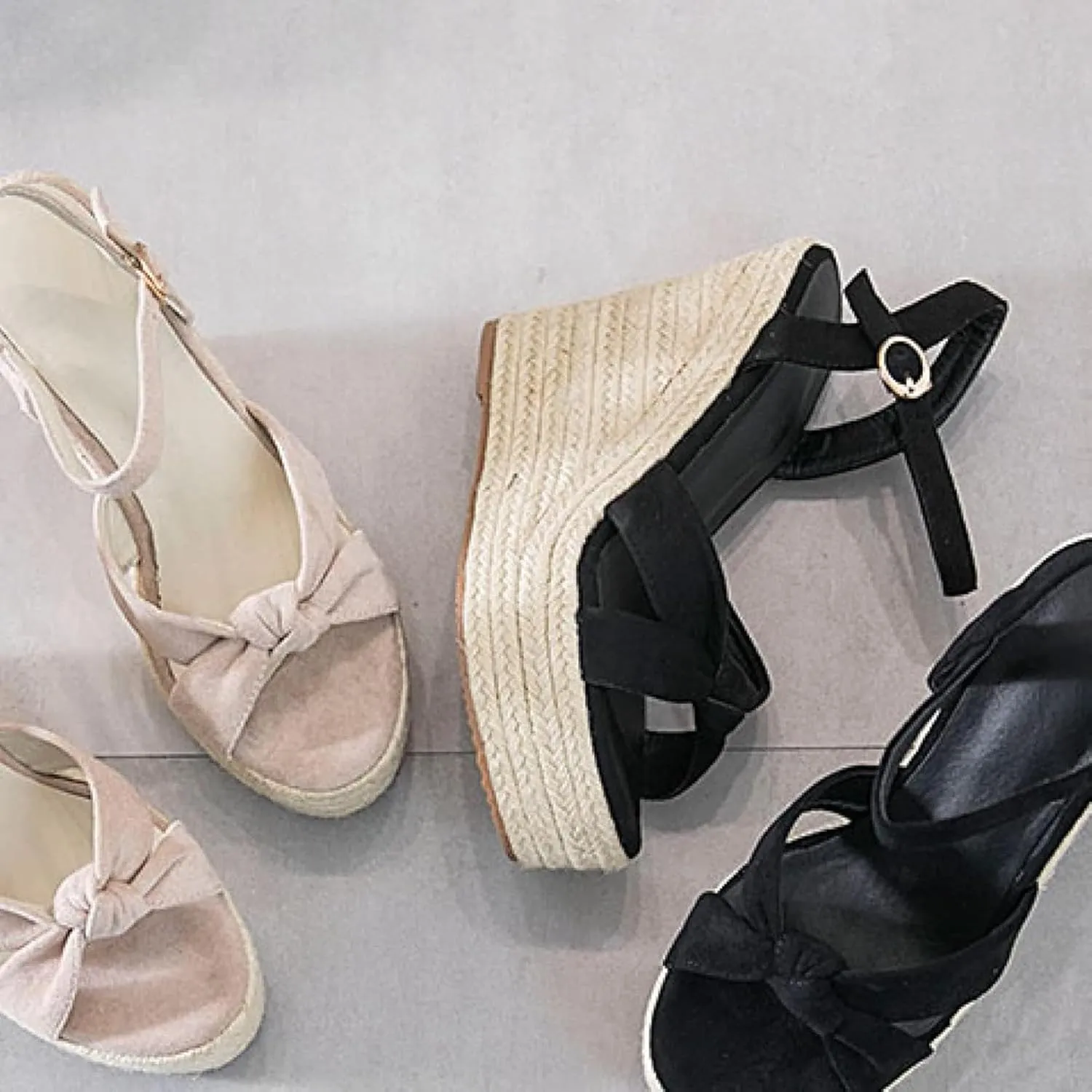 Women's High-heeled Wedge Sandals Cute Butterfly Dew Toe Summer Platform Dating Shoes Ankle Strap Party