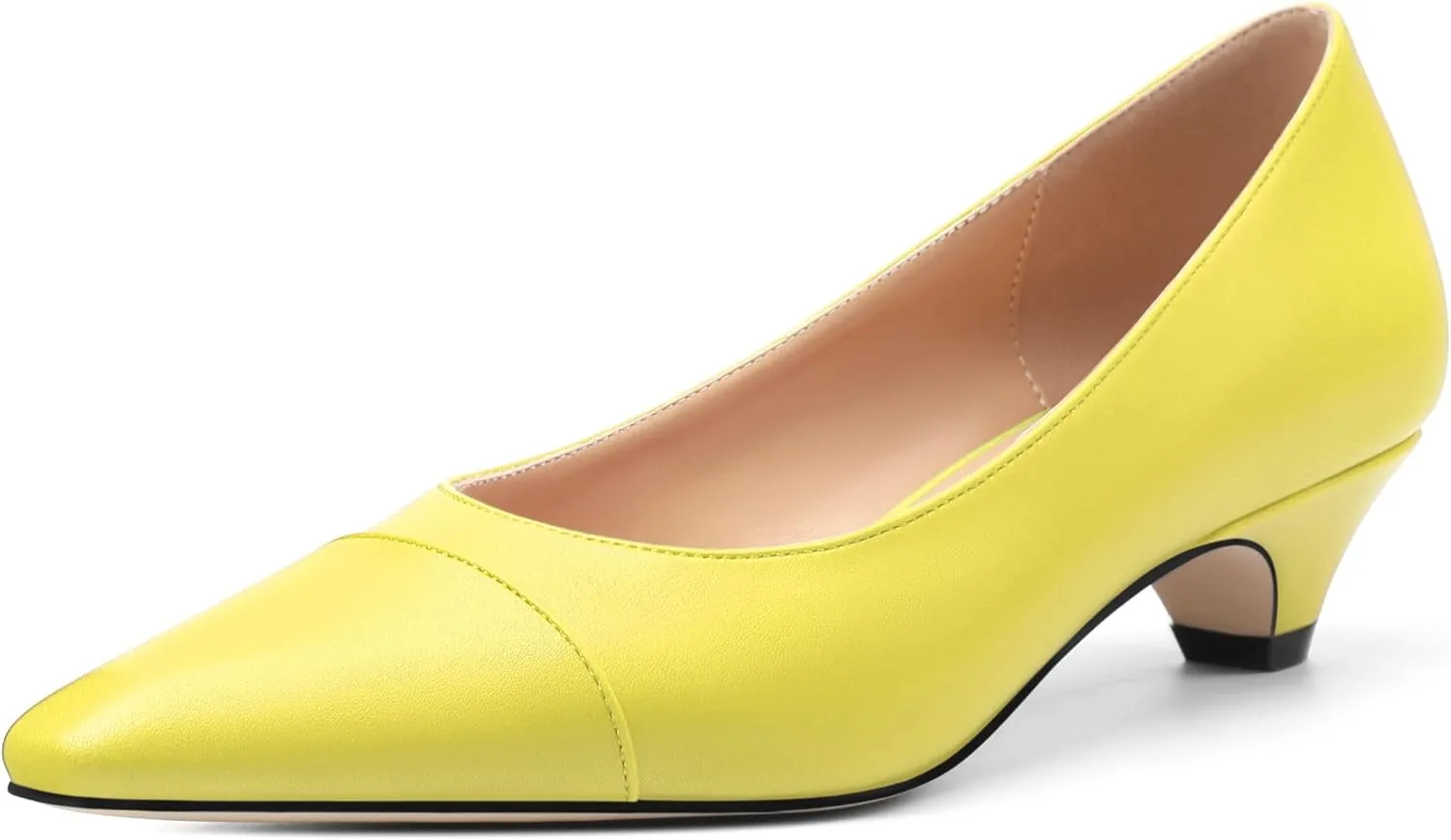 Women's Low Heel Pumps Closed Pointed Toe Kitten Heels Slip on Pumps 1.4 Inch Casual Dress Heels for Women