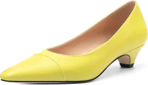 Women's Low Heel Pumps Closed Pointed Toe Kitten Heels Slip on Pumps 1.4 Inch Casual Dress Heels for Women