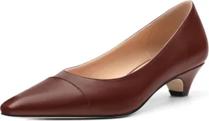 Women's Low Heel Pumps Closed Pointed Toe Kitten Heels Slip on Pumps 1.4 Inch Casual Dress Heels for Women
