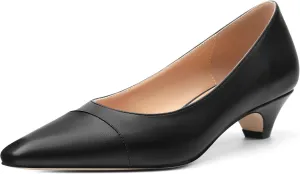 Women's Low Heel Pumps Closed Pointed Toe Kitten Heels Slip on Pumps 1.4 Inch Casual Dress Heels for Women