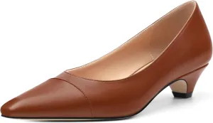 Women's Low Heel Pumps Closed Pointed Toe Kitten Heels Slip on Pumps 1.4 Inch Casual Dress Heels for Women