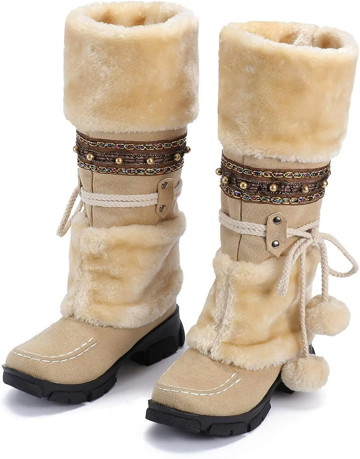 Womens Mid Calf Rhinestone Boots Fashion Round Toe Low Heel Knee High Riding Boot Soft Slouchy Boot Party Bling Shoes