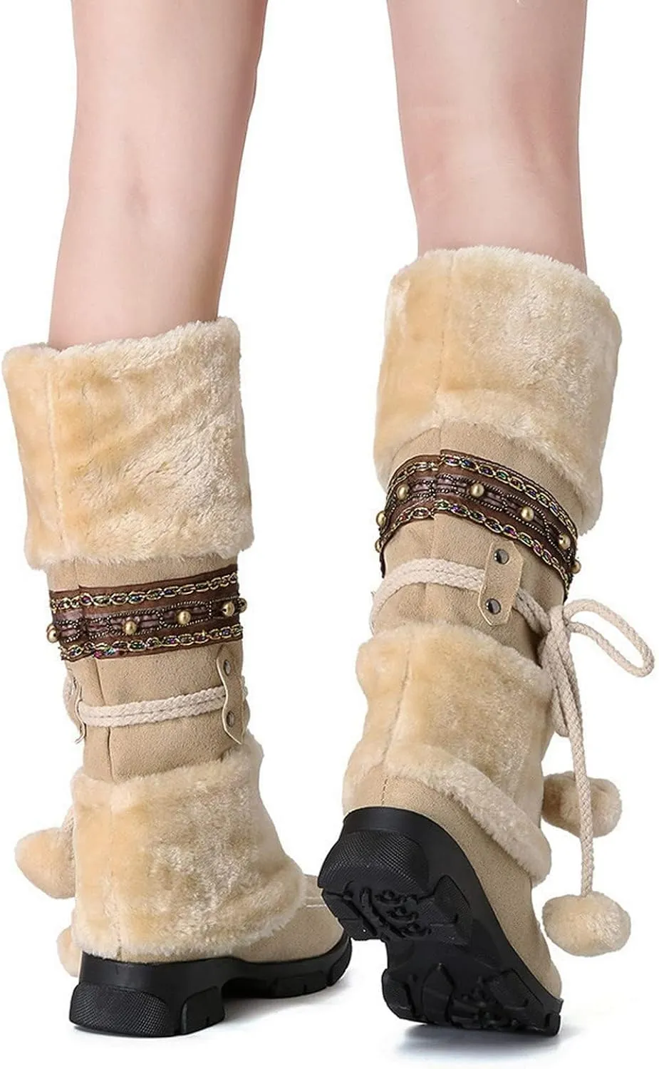 Womens Mid Calf Rhinestone Boots Fashion Round Toe Low Heel Knee High Riding Boot Soft Slouchy Boot Party Bling Shoes