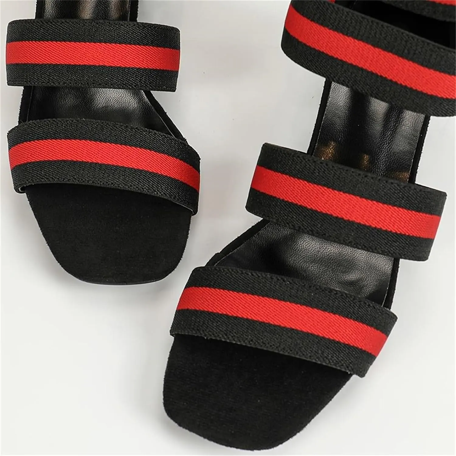 Women's Open Toe Chunky Heeled Sandals Low Block Dress Party High Heels Elastic Ankle Strap Summer Fashion Roman Shoes