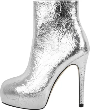 Women's Platform Ankle Boots Faux Leather Stilettos High Heels