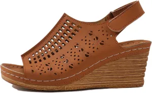 Womens Sandals Platform Wedge Sandals Perforated Slingback Sandal with Arch Support Open Toe Wedge Heel Sandal 2025