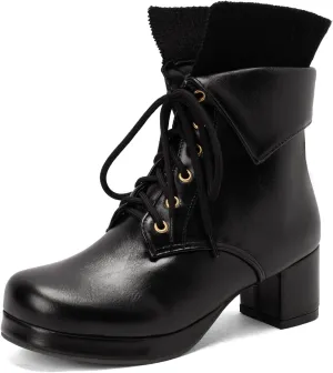 Women's Sexy Chunky Platform Booties Shoes, Goth Dress Ankle Boots, Gothic Fashion Heeled Combat Boots