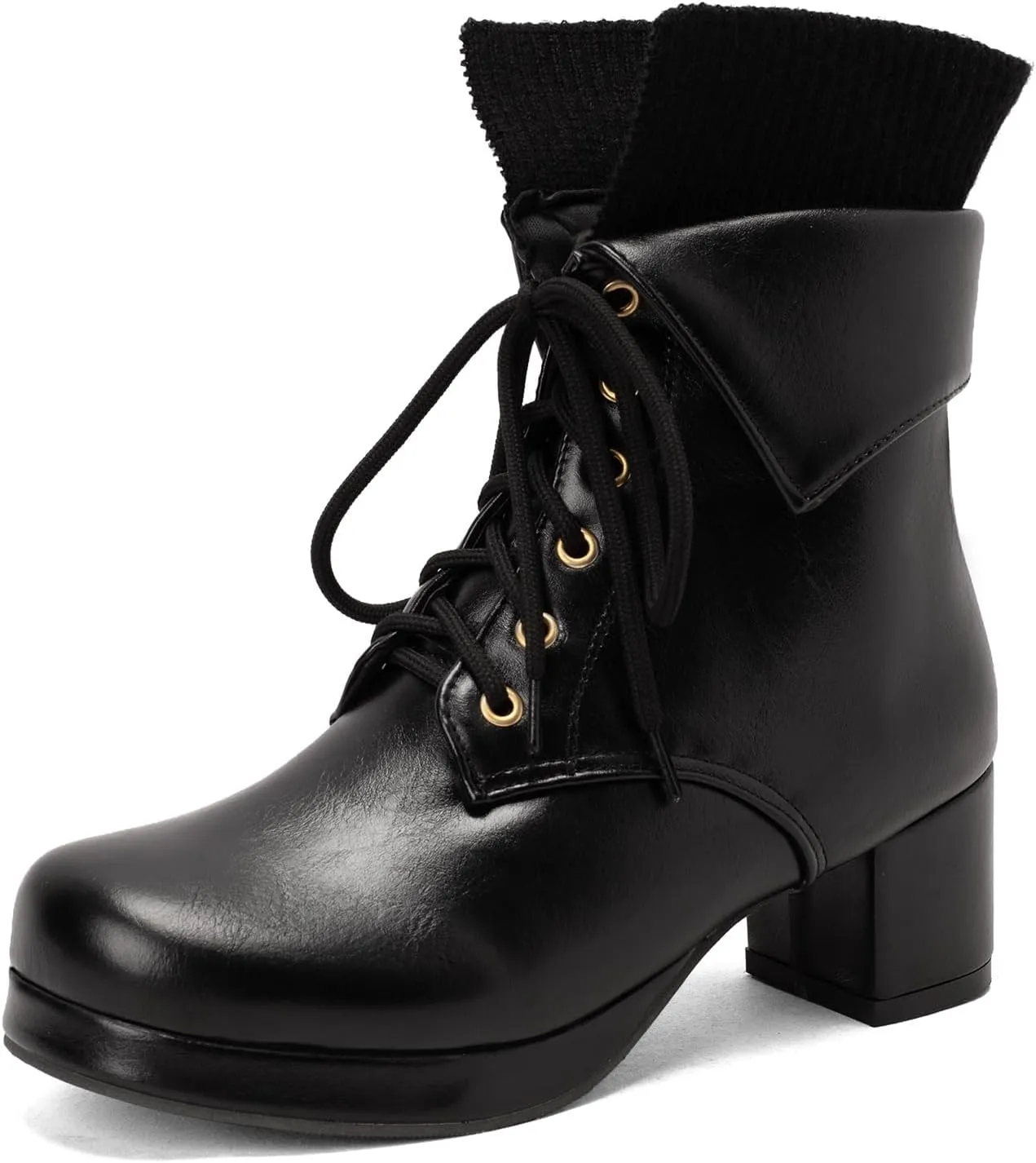 Women's Sexy Chunky Platform Booties Shoes, Goth Dress Ankle Boots, Gothic Fashion Heeled Combat Boots
