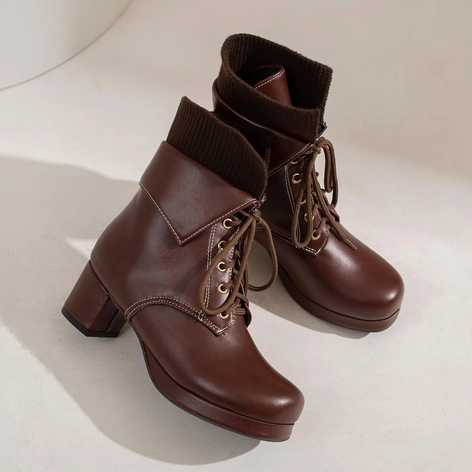 Women's Sexy Chunky Platform Booties Shoes, Goth Dress Ankle Boots, Gothic Fashion Heeled Combat Boots