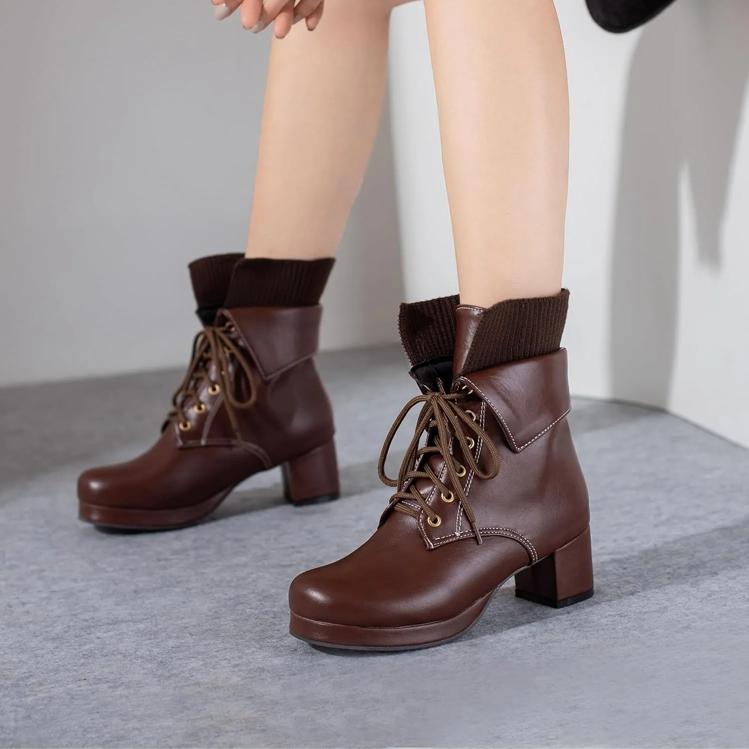 Women's Sexy Chunky Platform Booties Shoes, Goth Dress Ankle Boots, Gothic Fashion Heeled Combat Boots