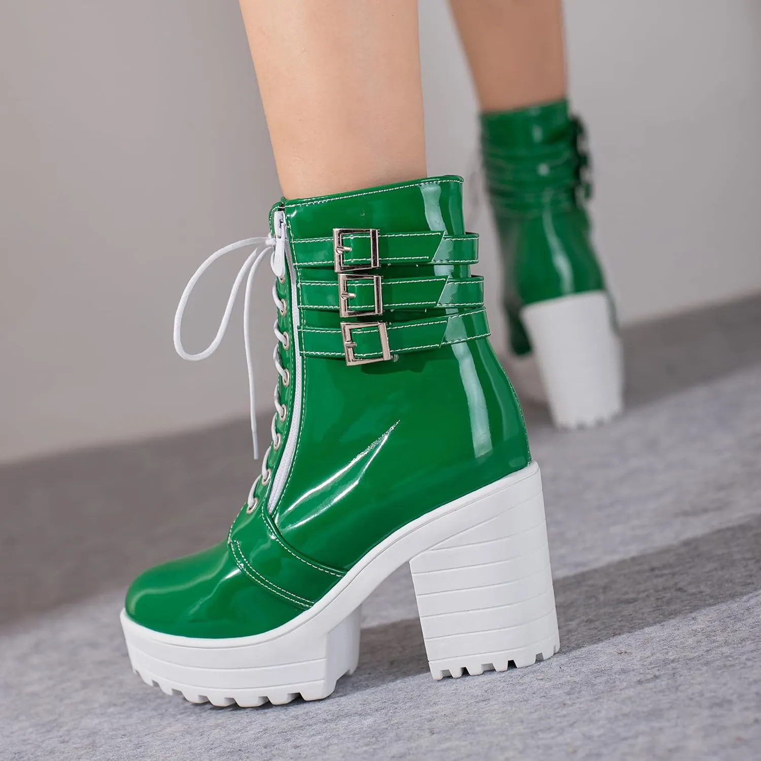 Women's Sexy Chunky Platform Booties Shoes, Goth Dress Ankle Boots, Gothic Fashion Heeled Combat Boots