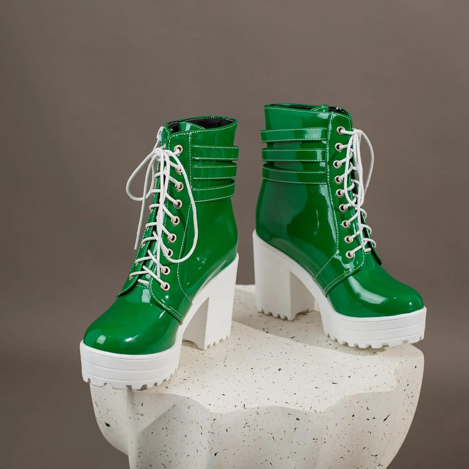Women's Sexy Chunky Platform Booties Shoes, Goth Dress Ankle Boots, Gothic Fashion Heeled Combat Boots