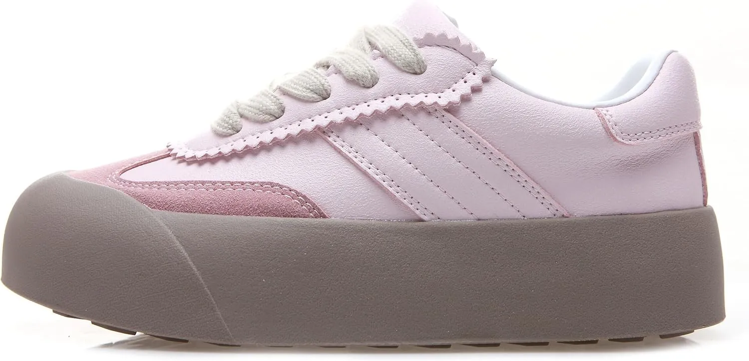 Women's Skateboard Shoes Chunky Platform Sneakers Lace-Up Low Top Comfortable Casual Shoe