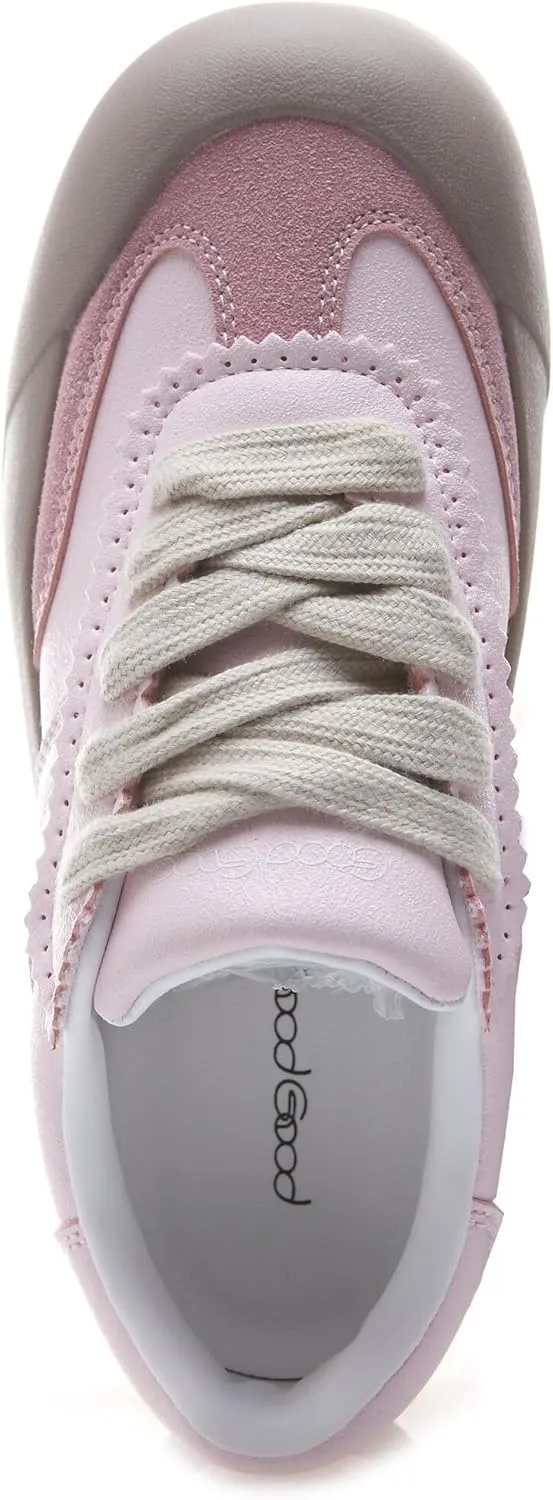 Women's Skateboard Shoes Chunky Platform Sneakers Lace-Up Low Top Comfortable Casual Shoe