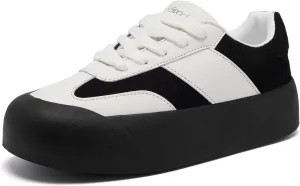 Women's Skateboard Shoes Chunky Platform Sneakers Lace-Up Low Top Comfortable Casual Shoe
