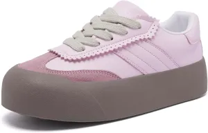 Women's Skateboard Shoes Chunky Platform Sneakers Lace-Up Low Top Comfortable Casual Shoe