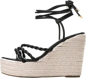 Women's Sloping Heel, Exposed Toe, Ankle Strap, Summer Dress, Shoe Platform, Casual Canvas Sandals