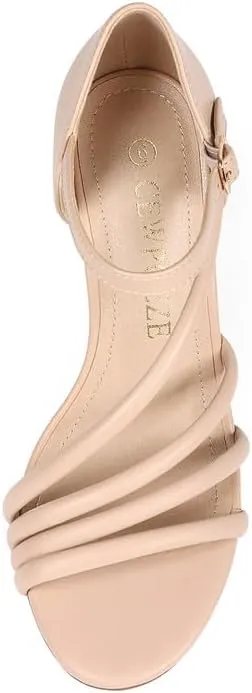 Women's Strappy Heels Round Open Toe Stiletto High Heeled Sandals for Women Dressy