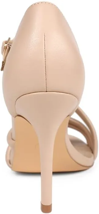 Women's Strappy Heels Round Open Toe Stiletto High Heeled Sandals for Women Dressy