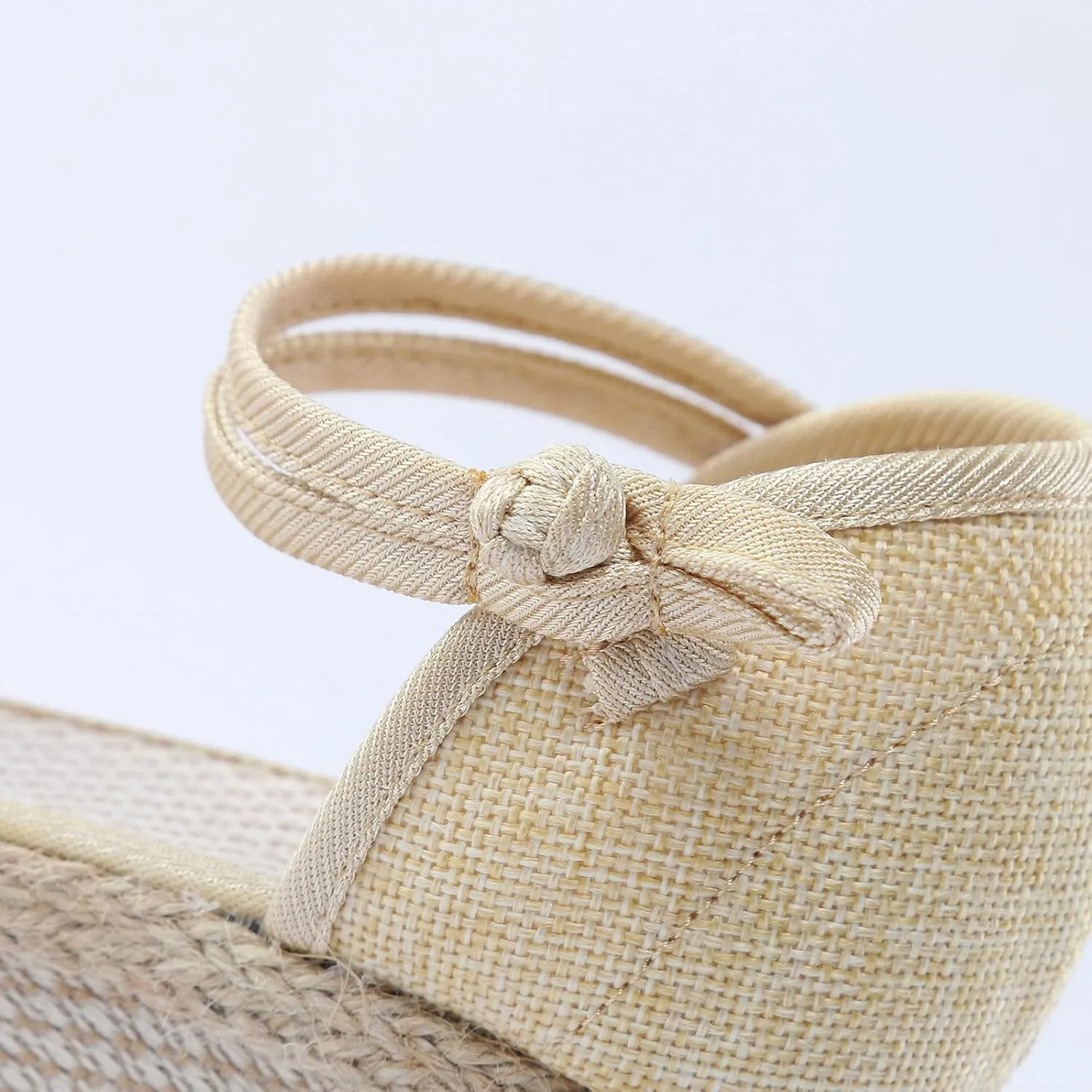 Women's Wedge Sandals Closed Toe Espadrille Sandals With Ankle Wrap Classic Summer Platform Sandals Dressy Canvas Sandals