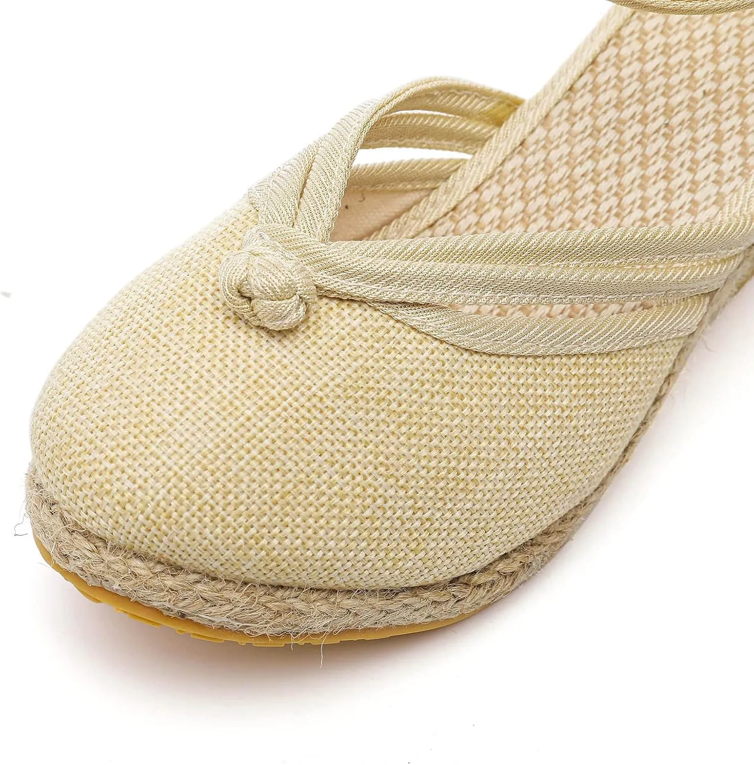 Women's Wedge Sandals Closed Toe Espadrille Sandals With Ankle Wrap Classic Summer Platform Sandals Dressy Canvas Sandals