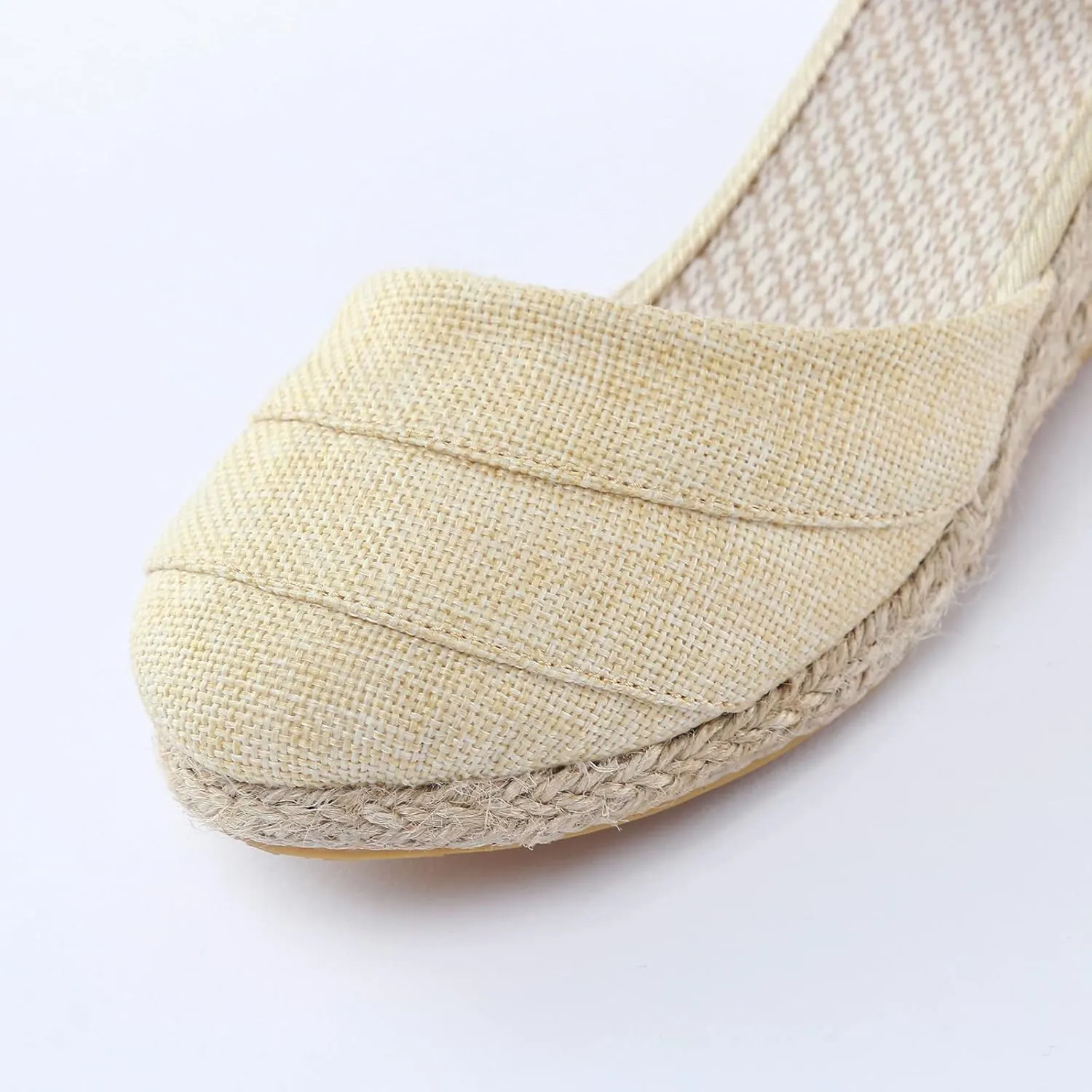 Women's Wedge Sandals Closed Toe Espadrille Sandals With Ankle Wrap Classic Summer Platform Sandals Dressy Canvas Sandals