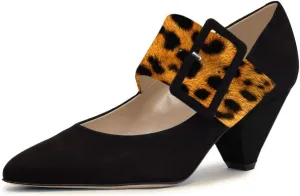 YDN Women Adorable Wide Strappy Buckled Mary Janes Kitten Low Heels Pumps Trendy Closed Pointed Toe Slip On Dress Shoes