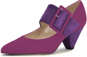 YDN Women Adorable Wide Strappy Buckled Mary Janes Kitten Low Heels Pumps Trendy Closed Pointed Toe Slip On Dress Shoes