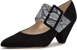 YDN Women Adorable Wide Strappy Buckled Mary Janes Kitten Low Heels Pumps Trendy Closed Pointed Toe Slip On Dress Shoes