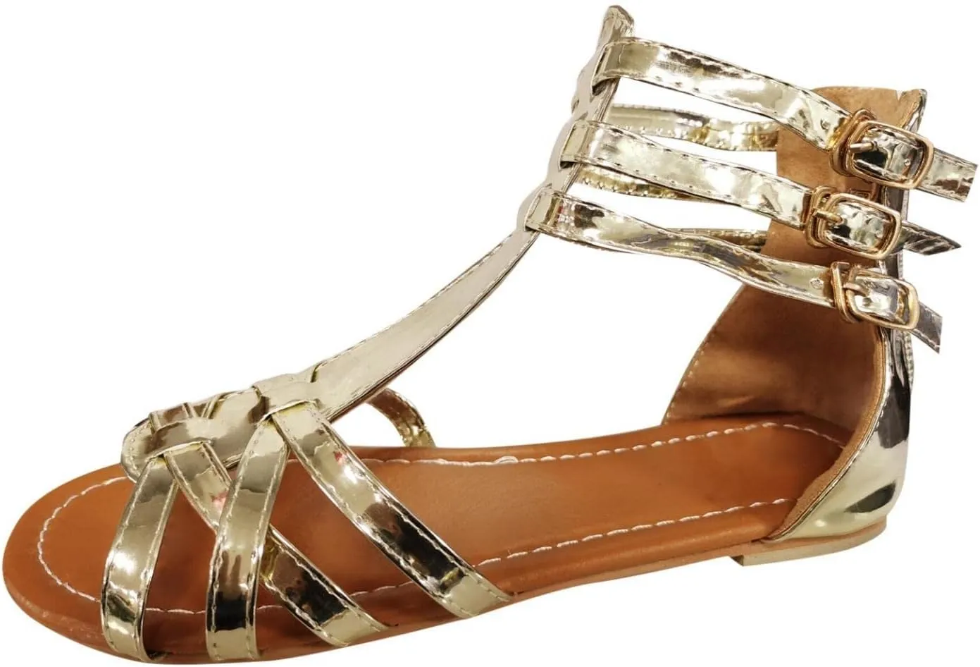 ZBYY Women's Gladiator Strap Sandals Dressy Summer Flat Fisherman Cross Strappy Sandals Casual Beach Ankle Strap Sandals Shoes