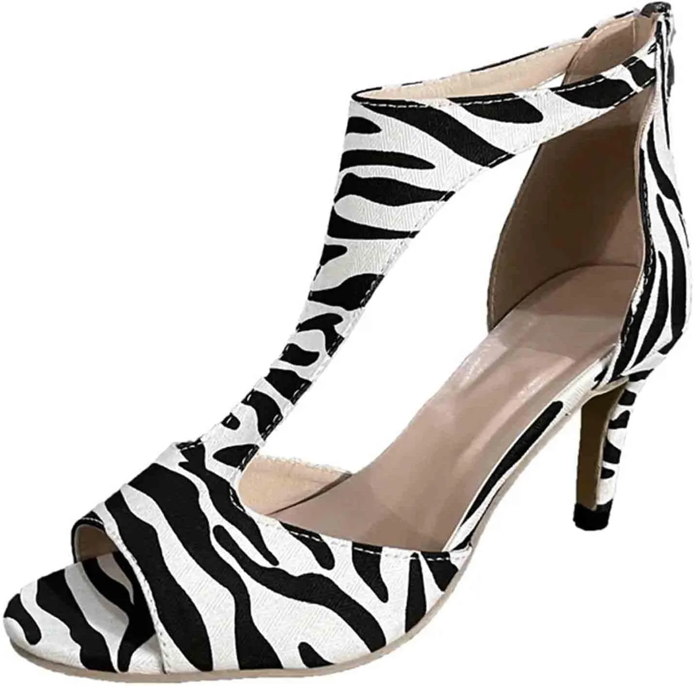ZBYY Women's Stiletto High Heel Dress Sandals Summer Wedding Party Fashion Peep Toe Cutout Leopard Pump Heeled Sandals