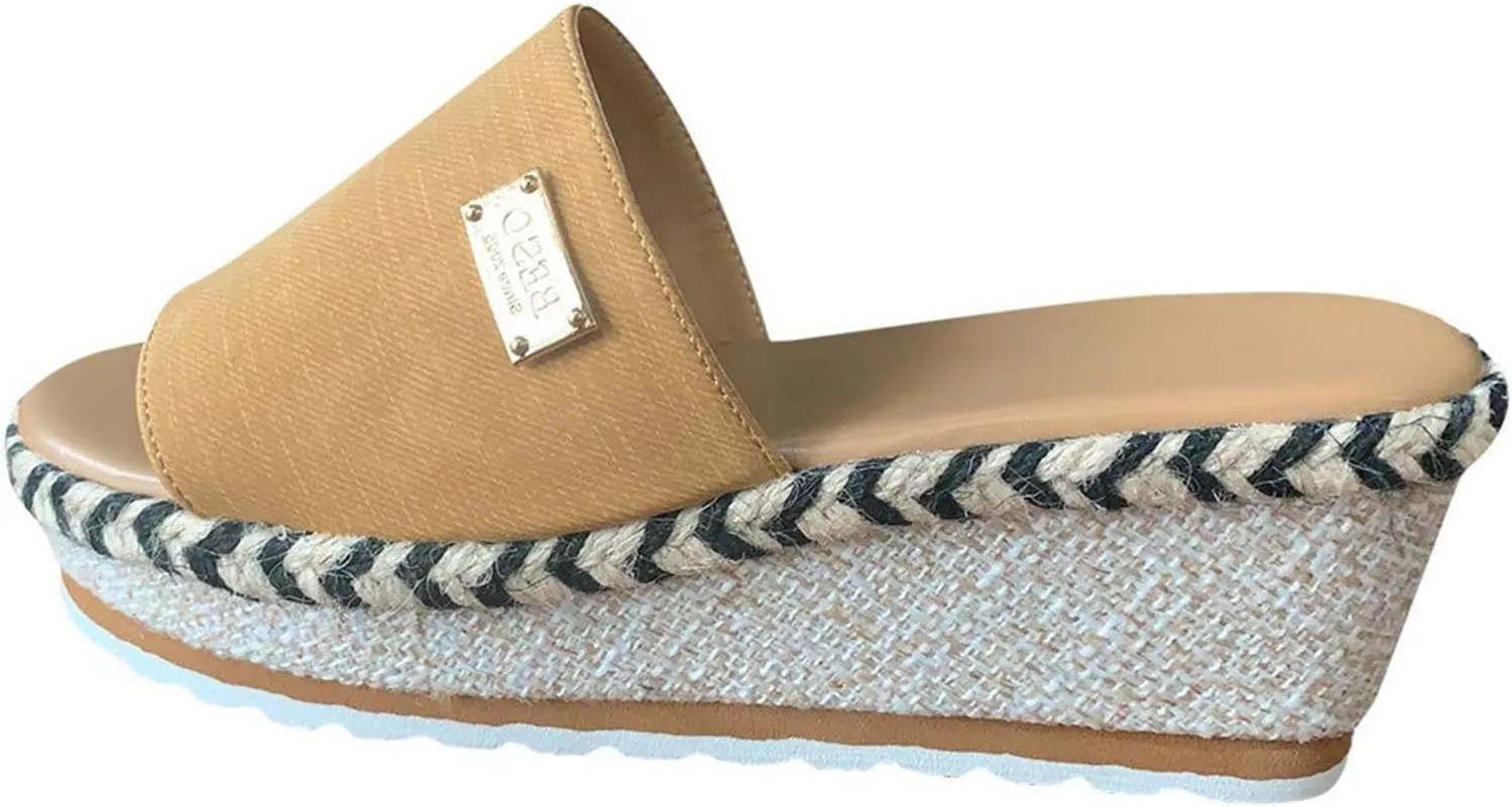 ZHOUYF Wedge Sandals for Women Espadrilles Platform Sandals Open Toe Beach Slide Sandals Thick Slippers Summer Slip on Shoes