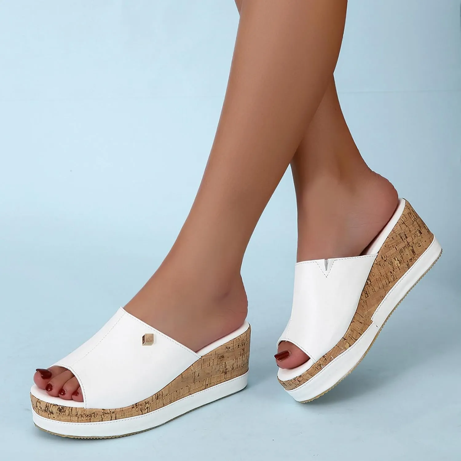 ZHOUYF Women Fish Mouth Wedge Sandals Espadrilles Platform Sandals Open Toe Slide Sandals Summer Slip on Beach Thick Slippers