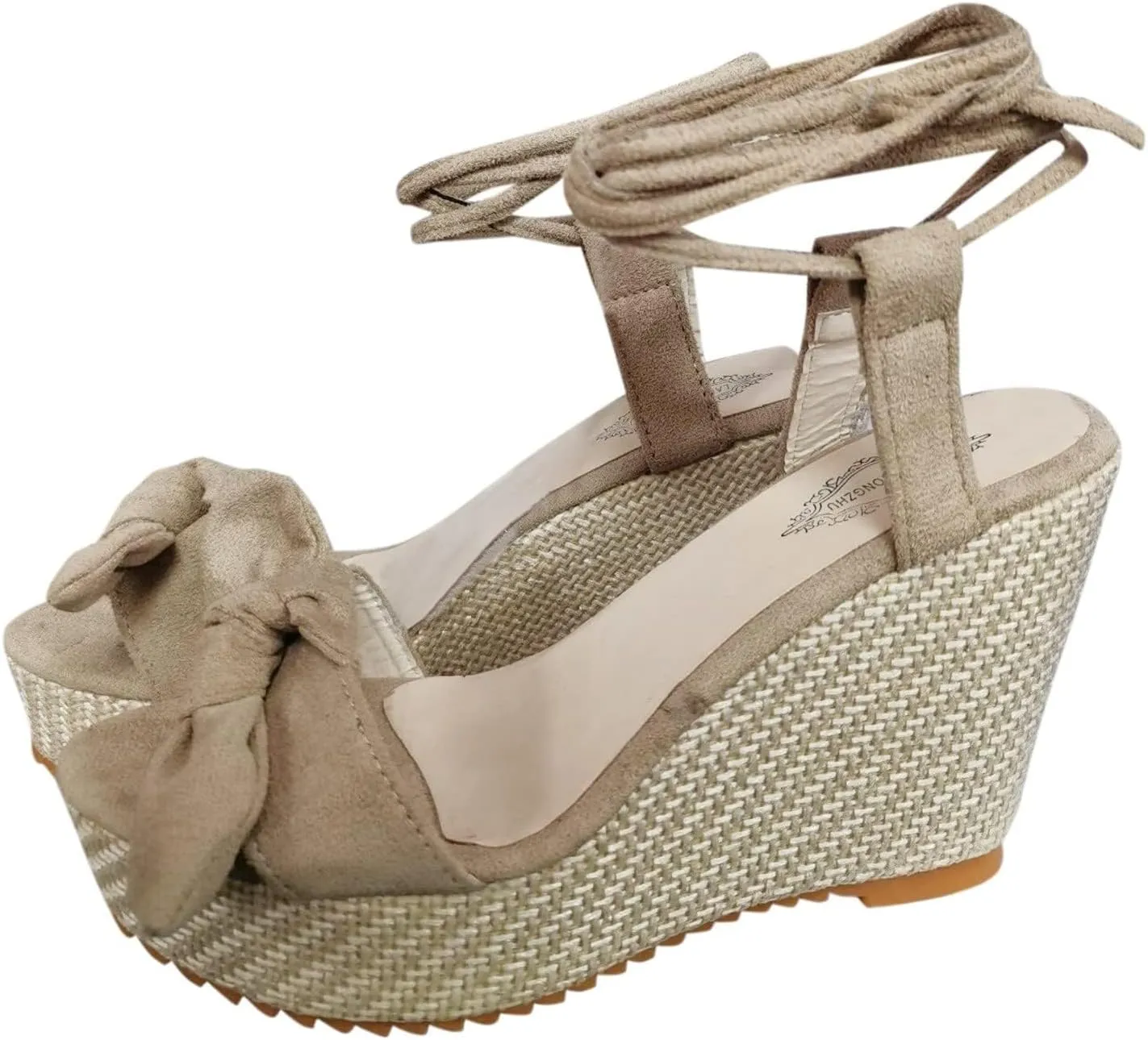ZHOUYF Womens Summer Wedge Sandals Open Toe Bow-Knot Platform Sandals High Heel Dressy Sandals Ankle Strap Lace Up Shoes