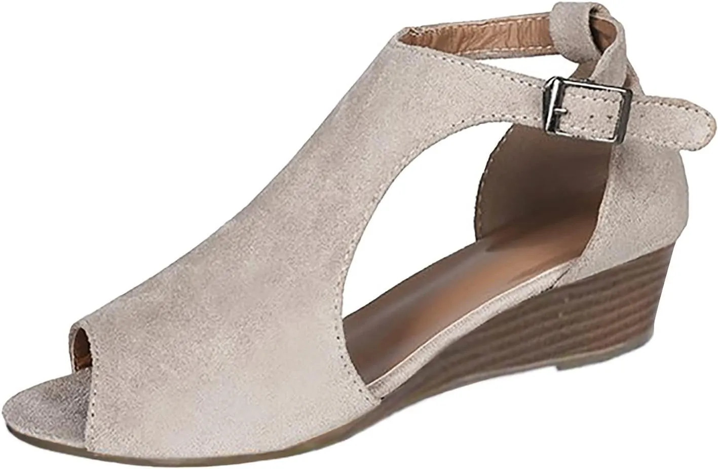 ZHOUYF Womens Wedge Heel Sandals Summer Casual Peep Toe Platform Roman Sandals Fish Mouth Ankle Strap Comfort Dressy Sandals