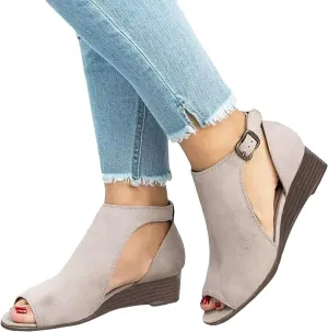 ZHOUYF Womens Wedge Heel Sandals Summer Casual Peep Toe Platform Roman Sandals Fish Mouth Ankle Strap Comfort Dressy Sandals